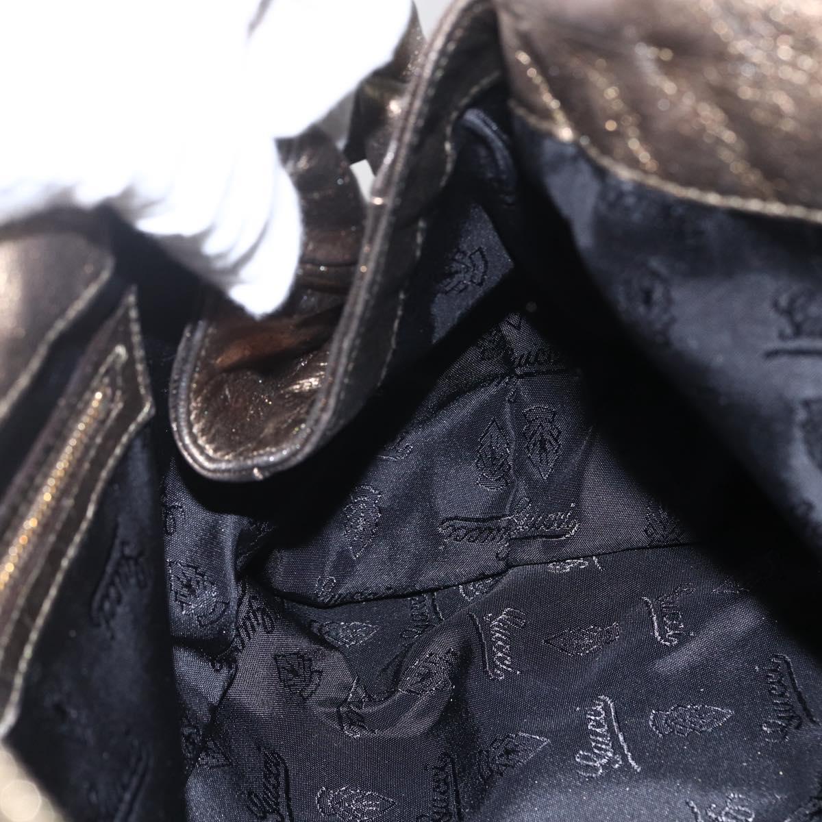 GUCCI Histeria Hand Bag Leather Gold Tone 197020 Auth kk589