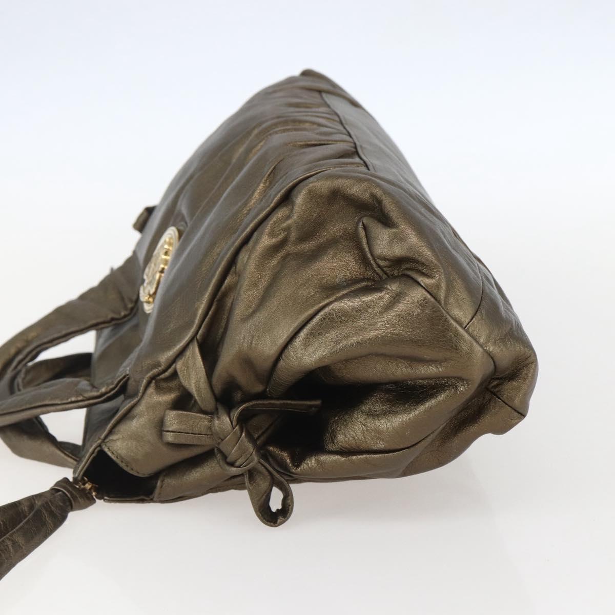 GUCCI Histeria Hand Bag Leather Gold Tone 197020 Auth kk589