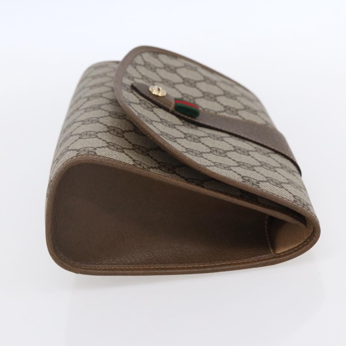 GUCCI GG Supreme Web Sherry Line Clutch Bag PVC Red Beige 89 01 030 Auth kk591