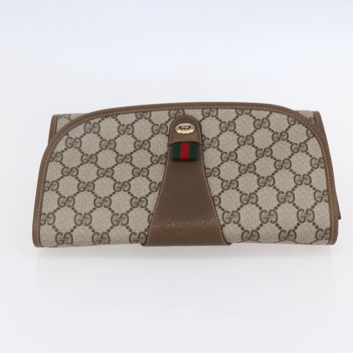 GUCCI GG Supreme Web Sherry Line Clutch Bag PVC Red Beige 89 01 030 Auth kk591