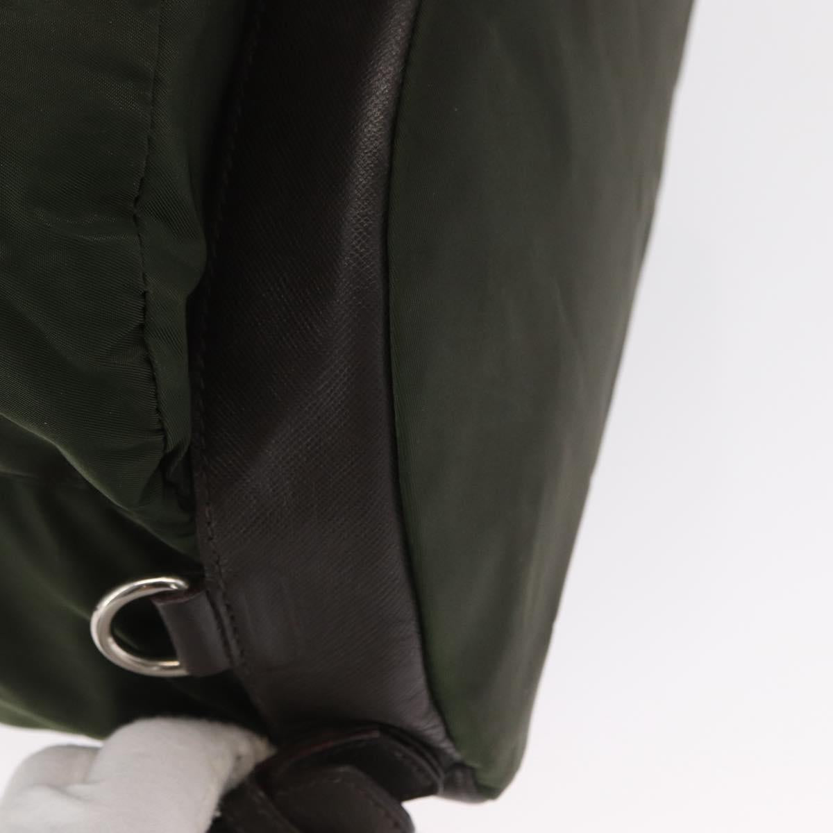 PRADA Backpack Nylon Khaki Silver Auth kk592