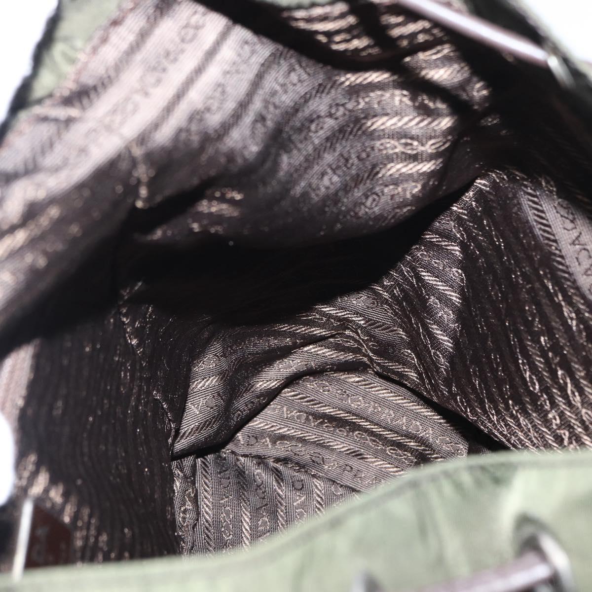 PRADA Backpack Nylon Khaki Silver Auth kk592