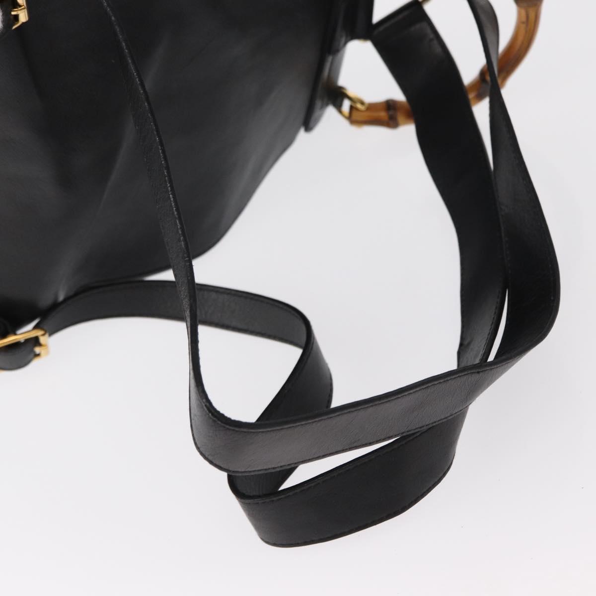 GUCCI Bamboo Backpack Leather Black Gold 003 2058 0016 Auth kk594