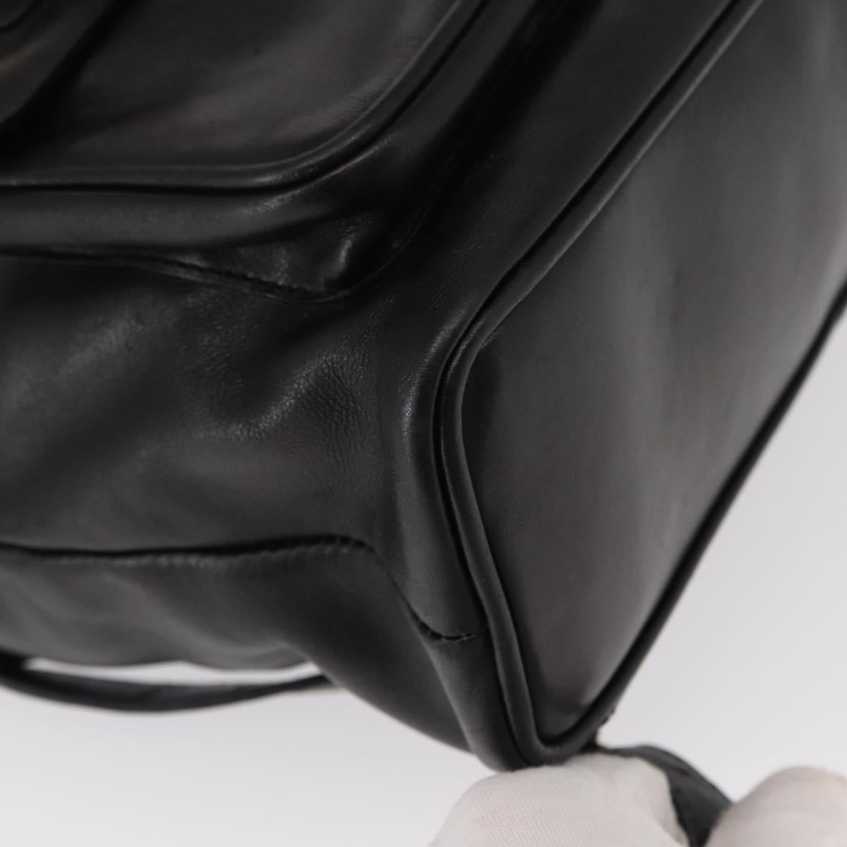 GUCCI Bamboo Backpack Leather Black Gold 003 2058 0016 Auth kk594