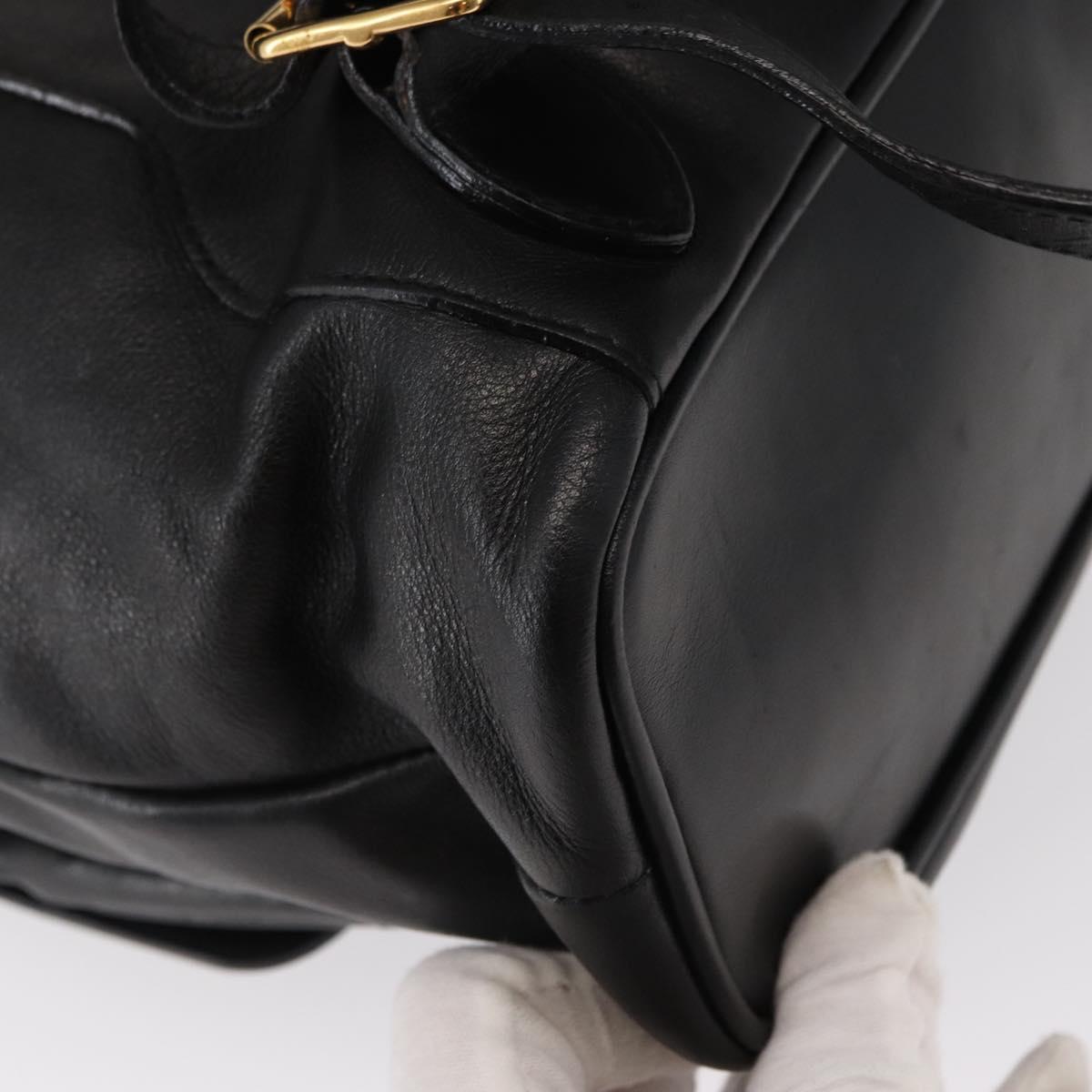 GUCCI Bamboo Backpack Leather Black Gold 003 2058 0016 Auth kk594