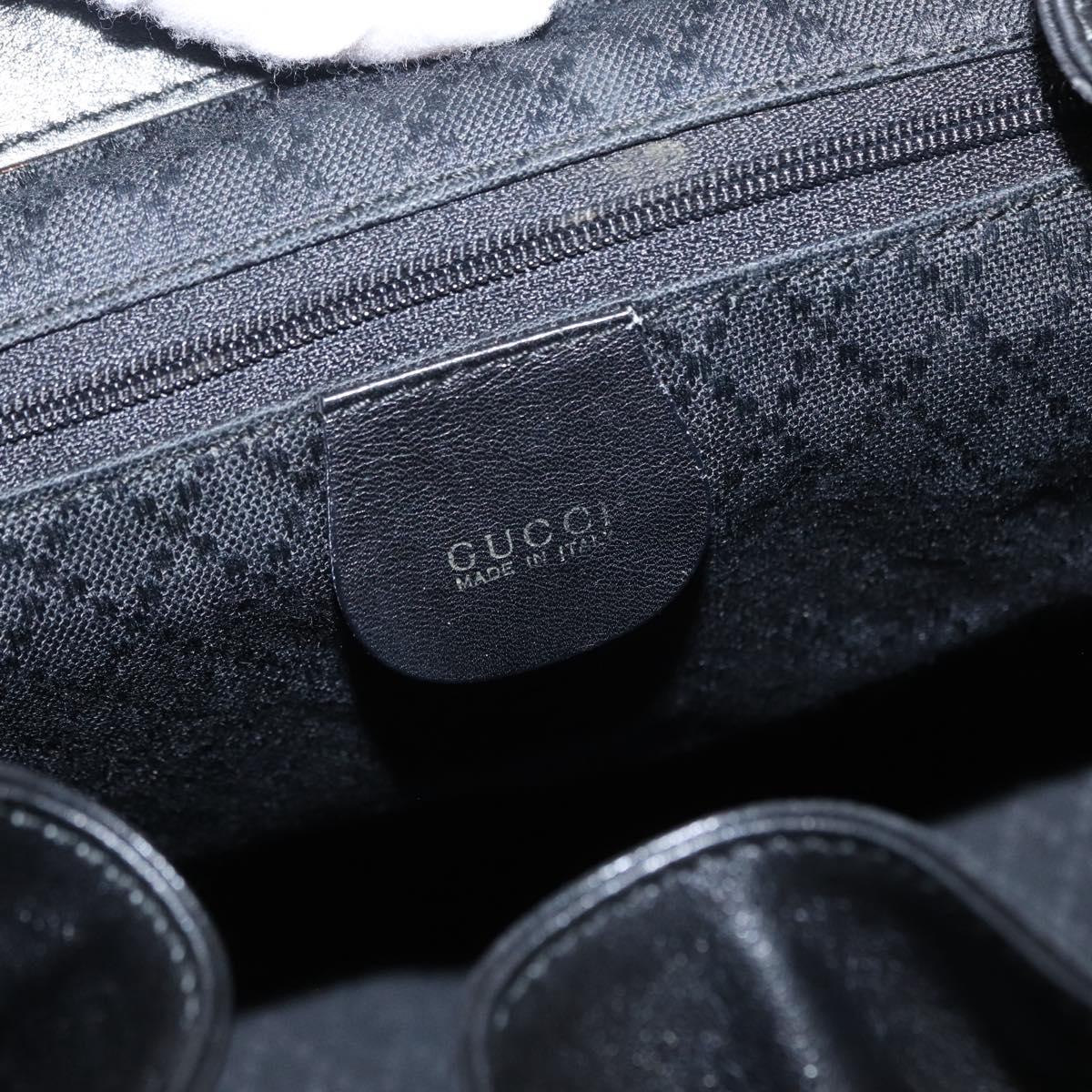 GUCCI Bamboo Backpack Leather Black Gold 003 2058 0016 Auth kk594