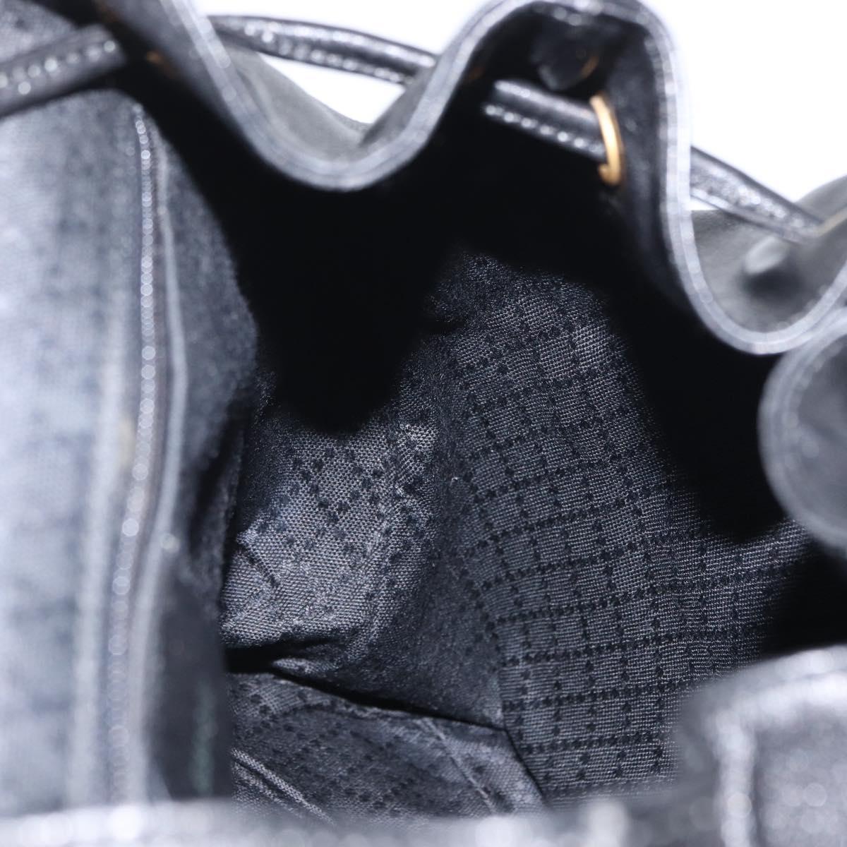 GUCCI Bamboo Backpack Leather Black Gold 003 2058 0016 Auth kk594