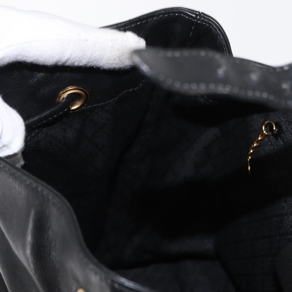 GUCCI Bamboo Backpack Leather Black Gold 003 2058 0016 Auth kk594