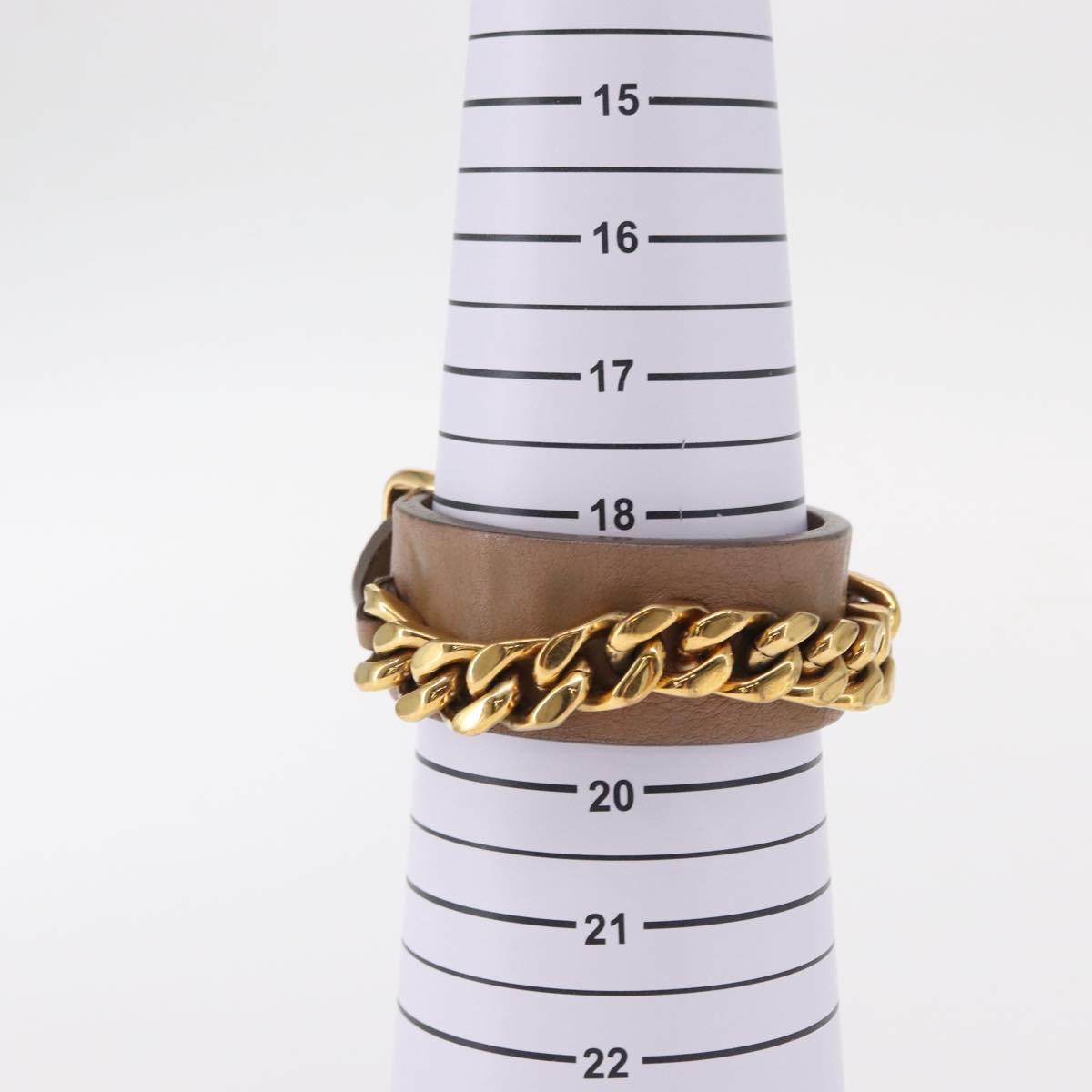 FENDI Bracelet Leather Beige Auth kk598