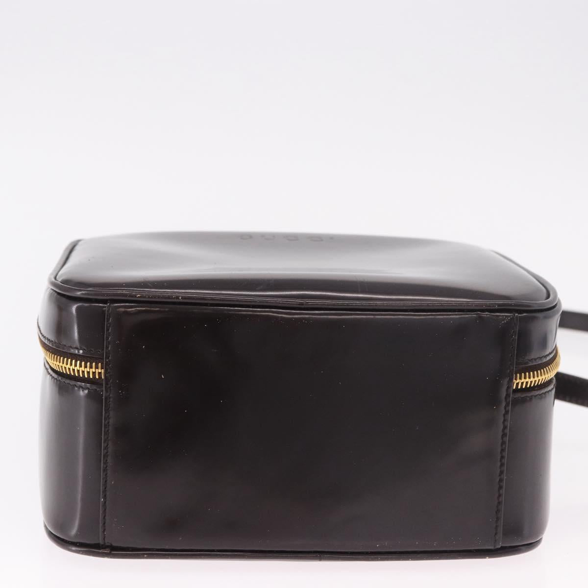 GUCCI Bamboo Vanity Hand Bag Patent 2way Black Gold 000 3270 0323 Auth kk600