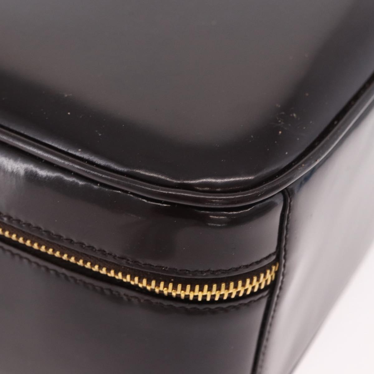 GUCCI Bamboo Vanity Hand Bag Patent 2way Black Gold 000 3270 0323 Auth kk600