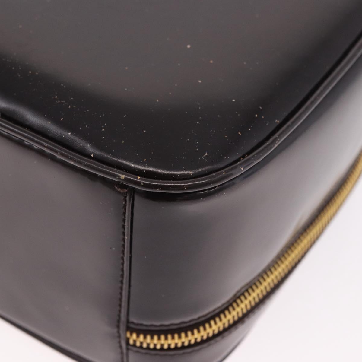 GUCCI Bamboo Vanity Hand Bag Patent 2way Black Gold 000 3270 0323 Auth kk600