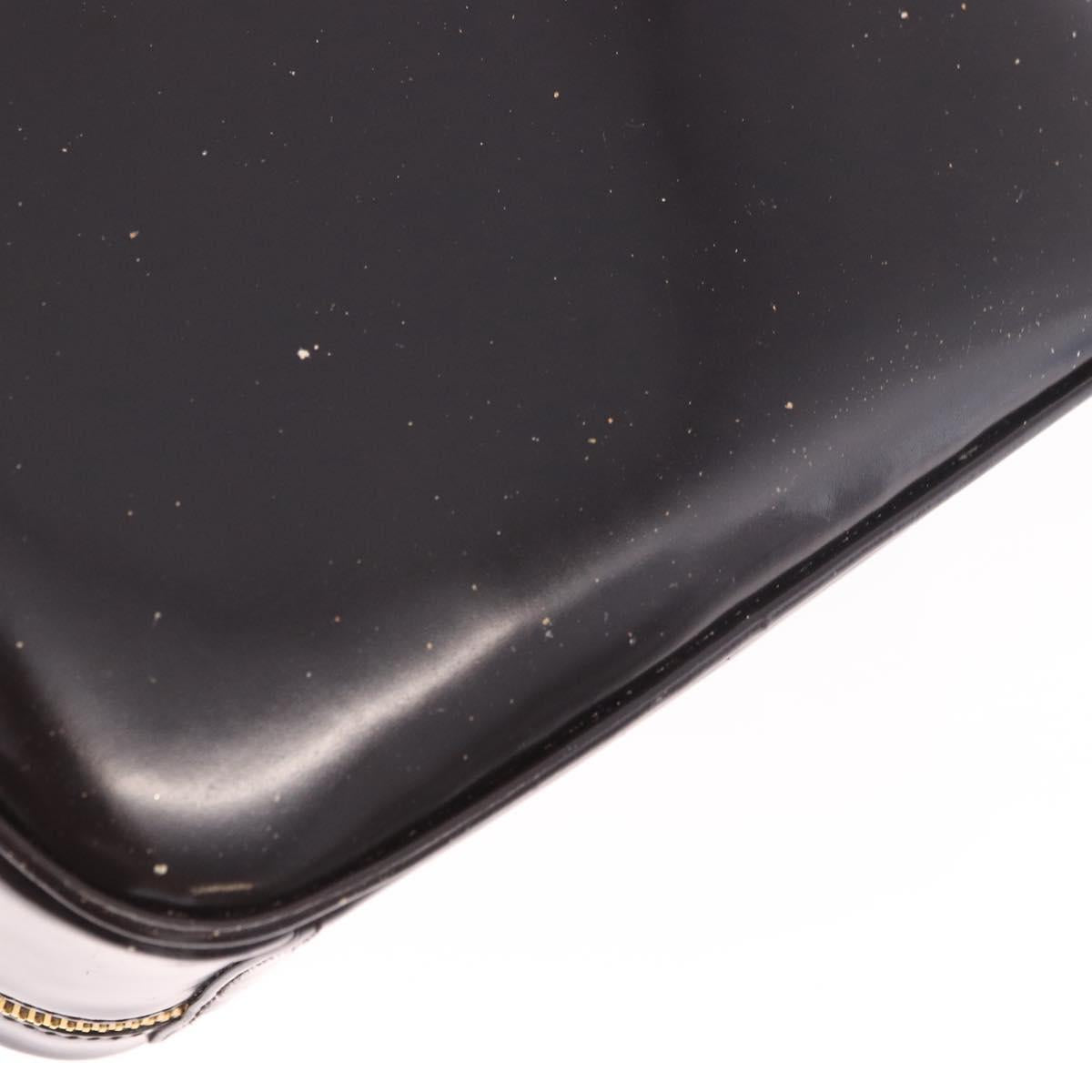 GUCCI Bamboo Vanity Hand Bag Patent 2way Black Gold 000 3270 0323 Auth kk600