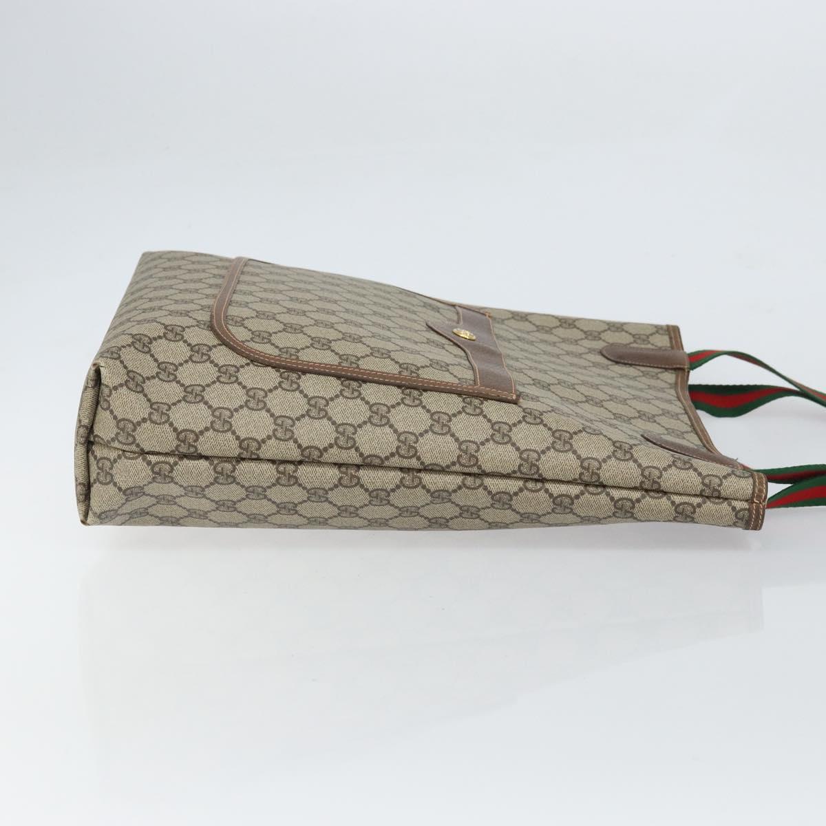GUCCI GG Supreme Web Sherry Line Tote Bag PVC Beige Gold 89 02 003 Auth kk601