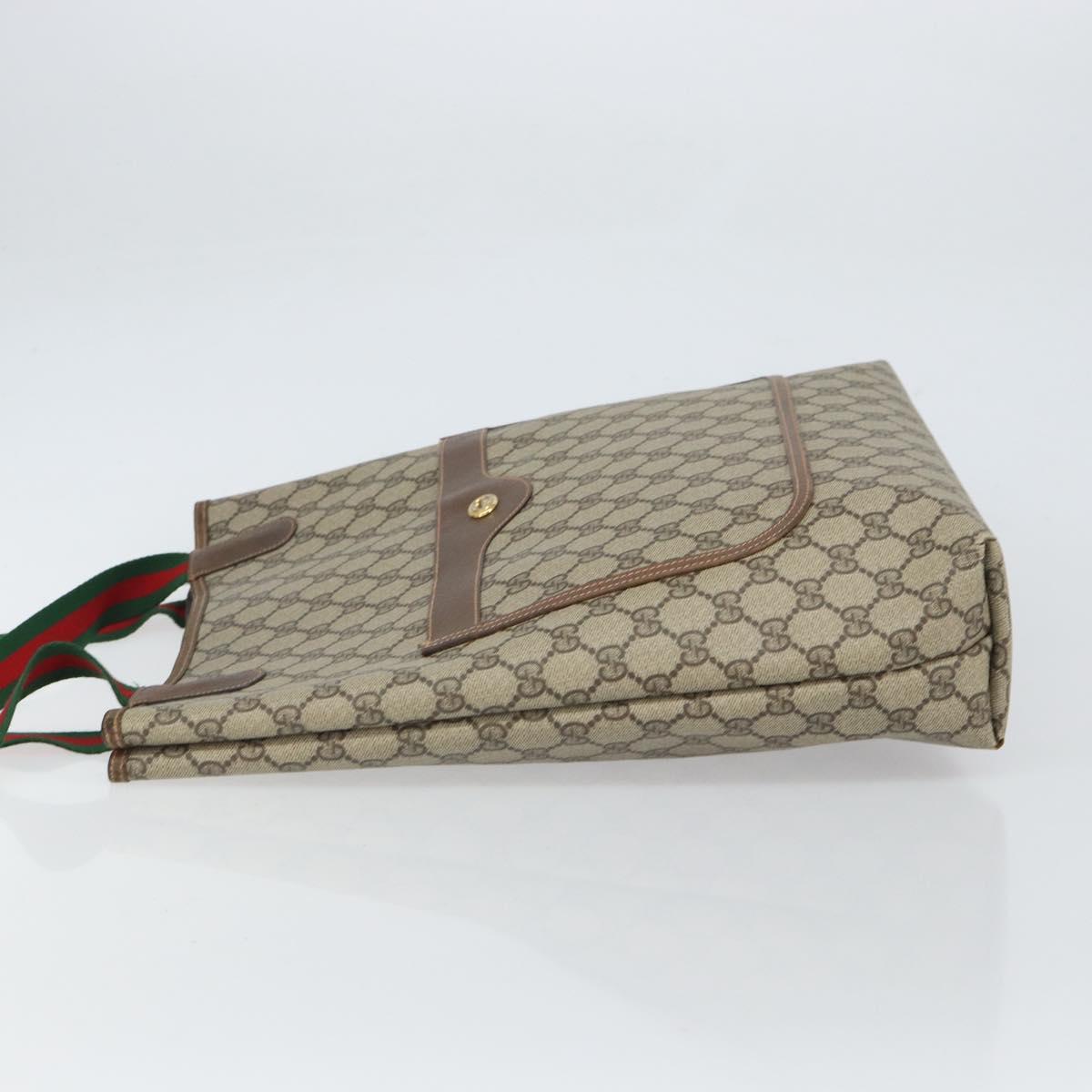 GUCCI GG Supreme Web Sherry Line Tote Bag PVC Beige Gold 89 02 003 Auth kk601