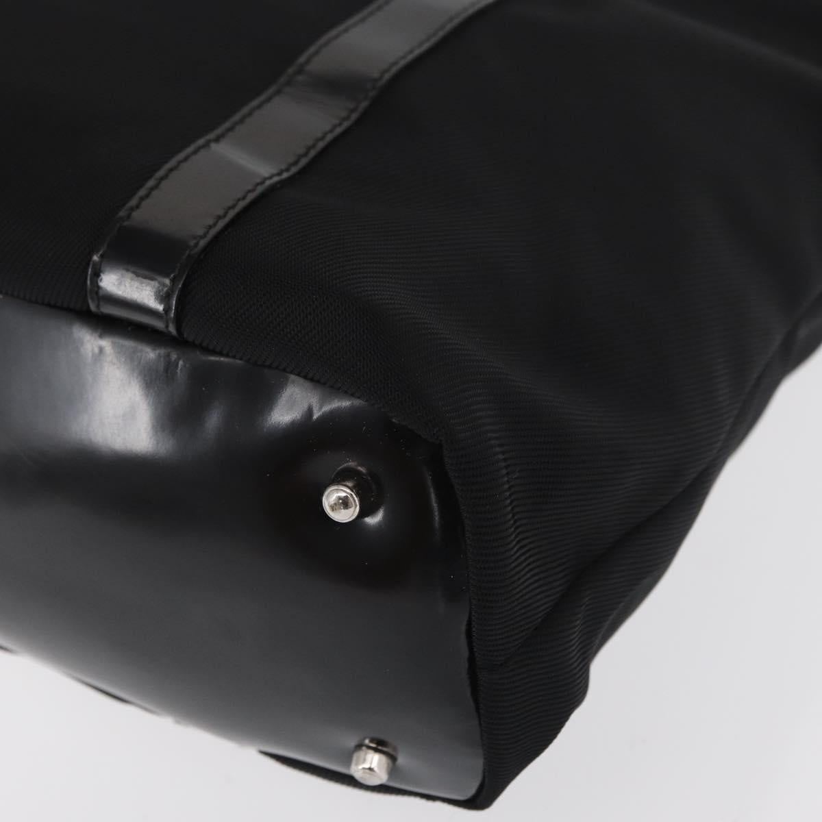 GUCCI Bamboo Hand Bag Nylon Black Silver 000 1998 0508 Auth kk602