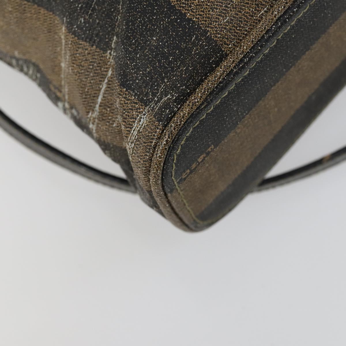 FENDI Pecan Canvas Hand Bag 2way Black Brown Auth kk604