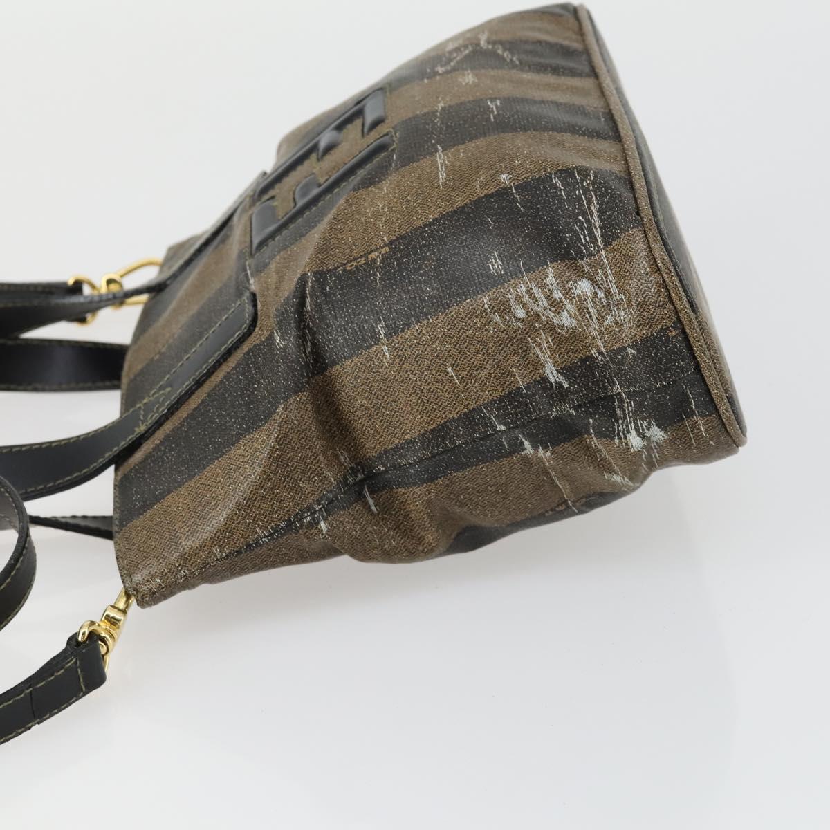 FENDI Pecan Canvas Hand Bag 2way Black Brown Auth kk604