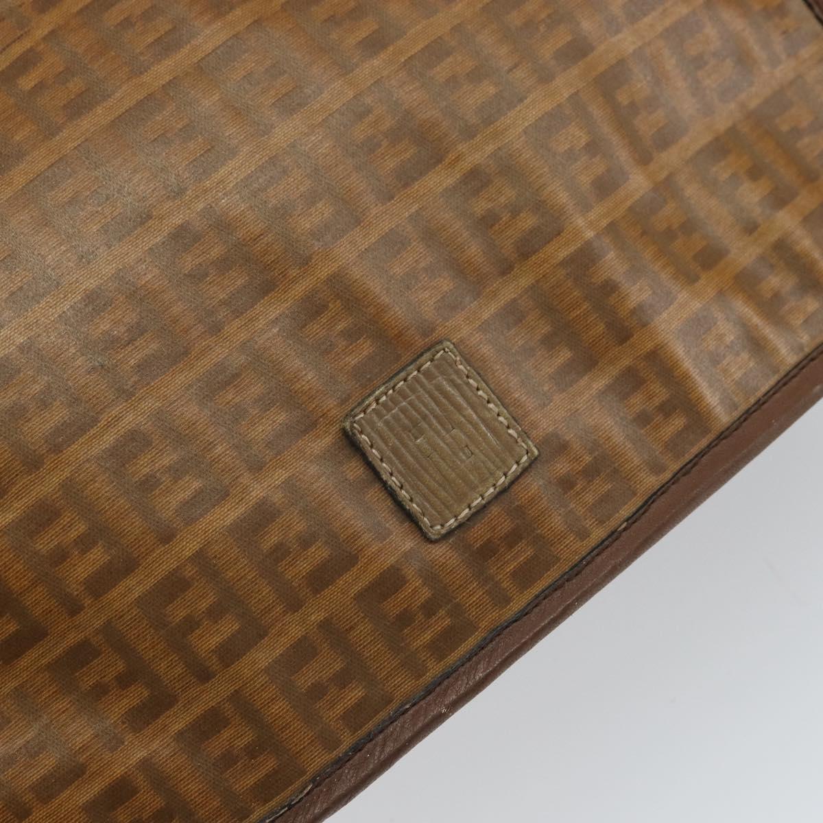 FENDI Zucchino Canvas Shoulder Bag Brown Auth kk605