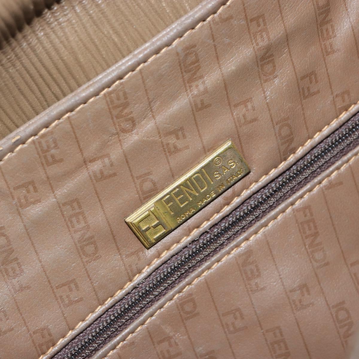 FENDI Zucchino Canvas Shoulder Bag Brown Auth kk605