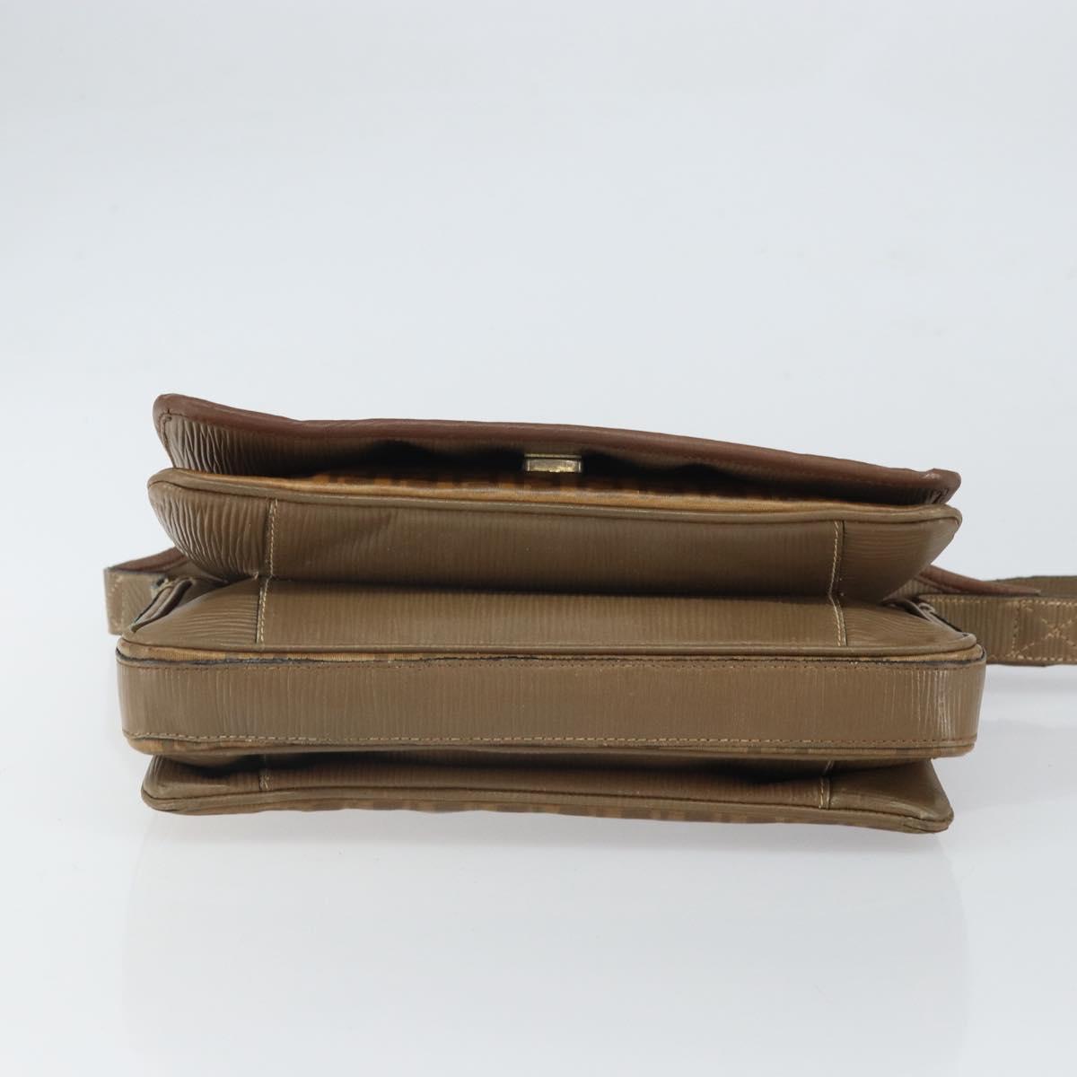 FENDI Zucchino Canvas Shoulder Bag Brown Auth kk605