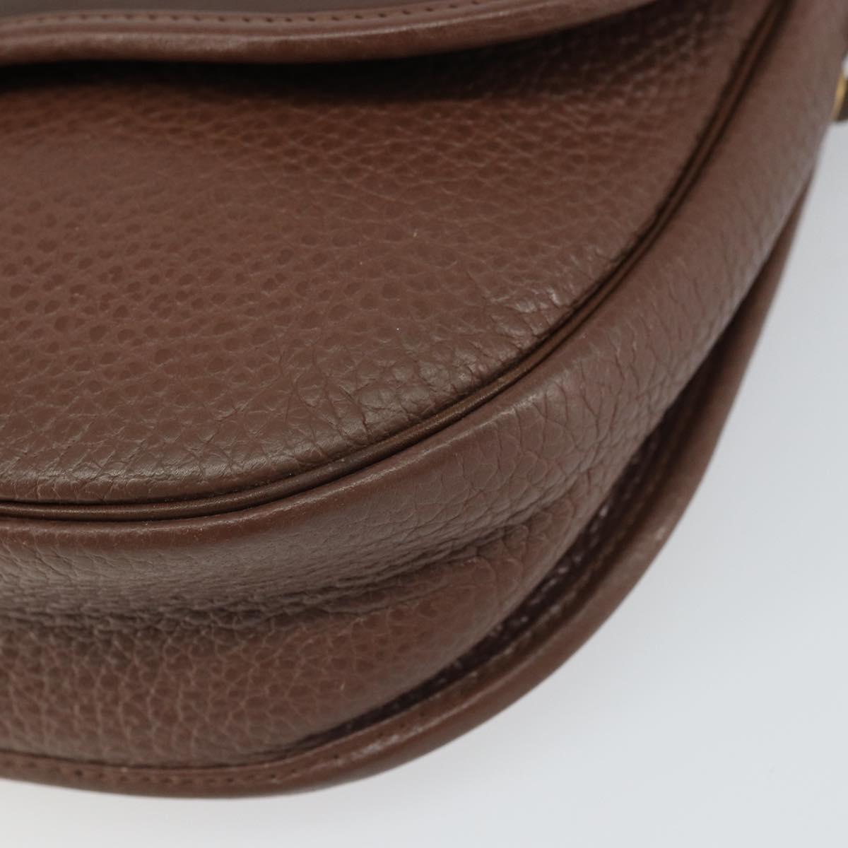 Christian Dior Shoulder Bag Leather Brown Gold Auth kk606