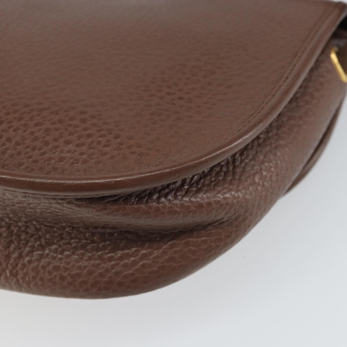 Christian Dior Shoulder Bag Leather Brown Gold Auth kk606
