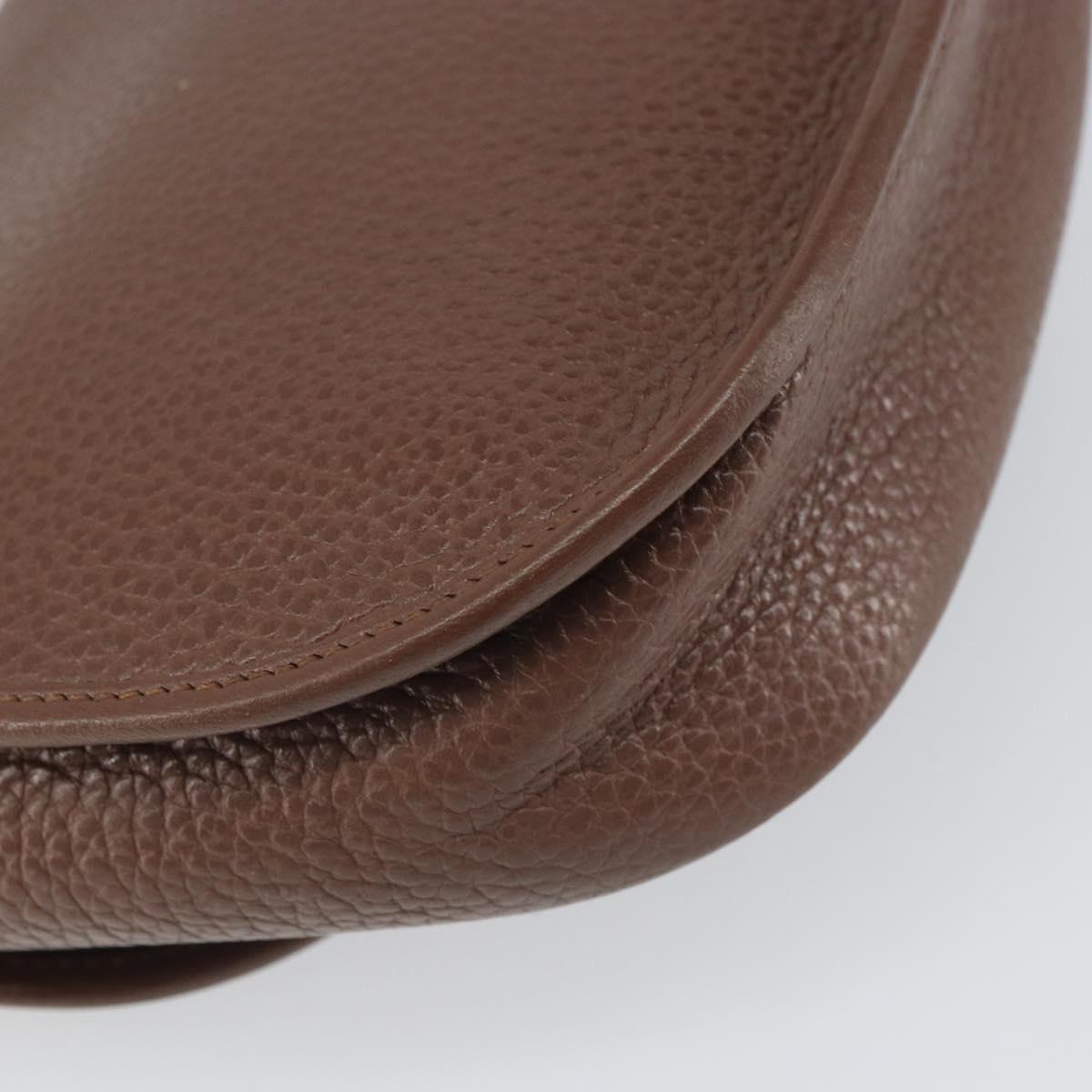 Christian Dior Shoulder Bag Leather Brown Gold Auth kk606