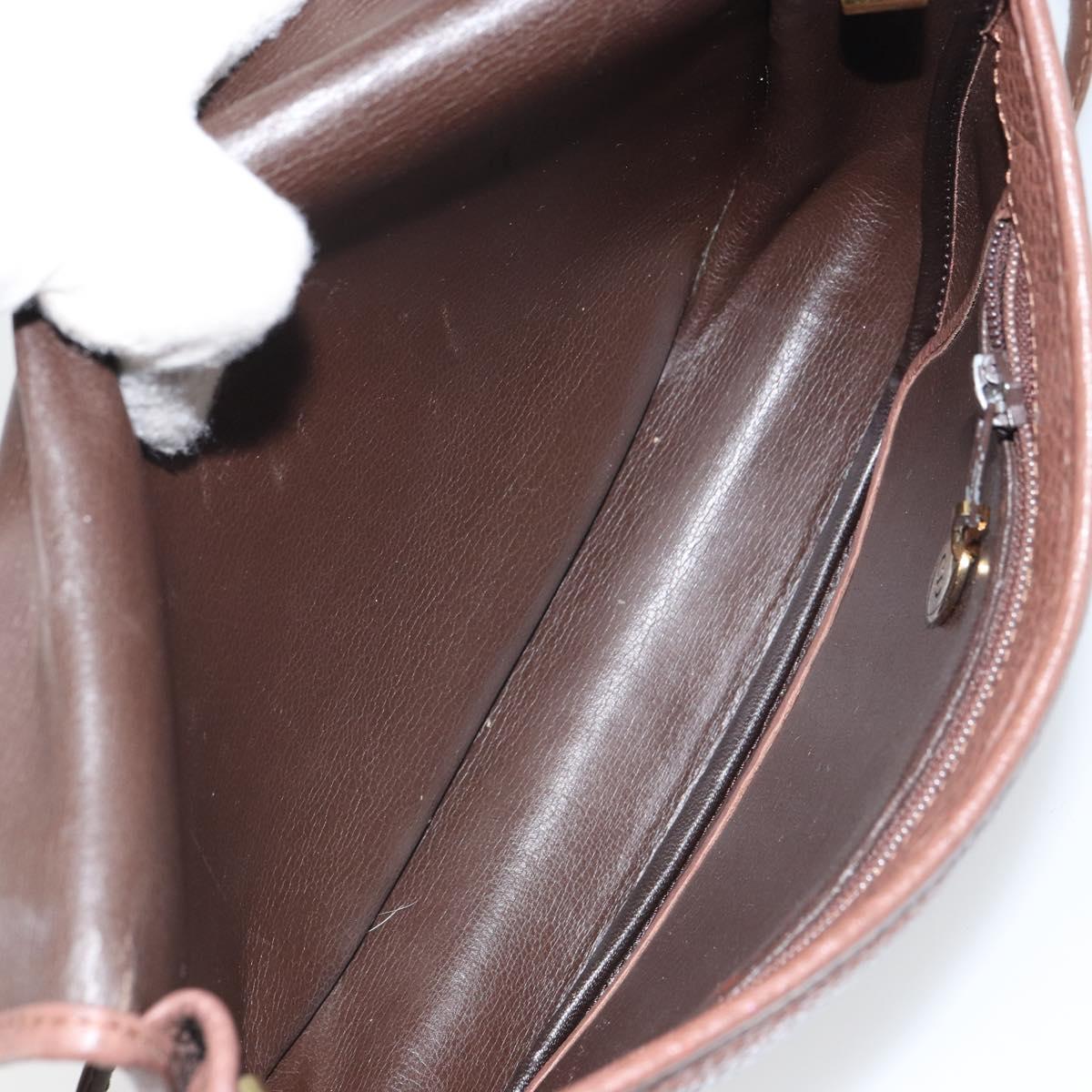 Christian Dior Shoulder Bag Leather Brown Gold Auth kk606