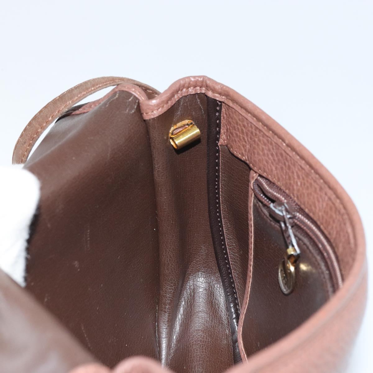 Christian Dior Shoulder Bag Leather Brown Gold Auth kk606