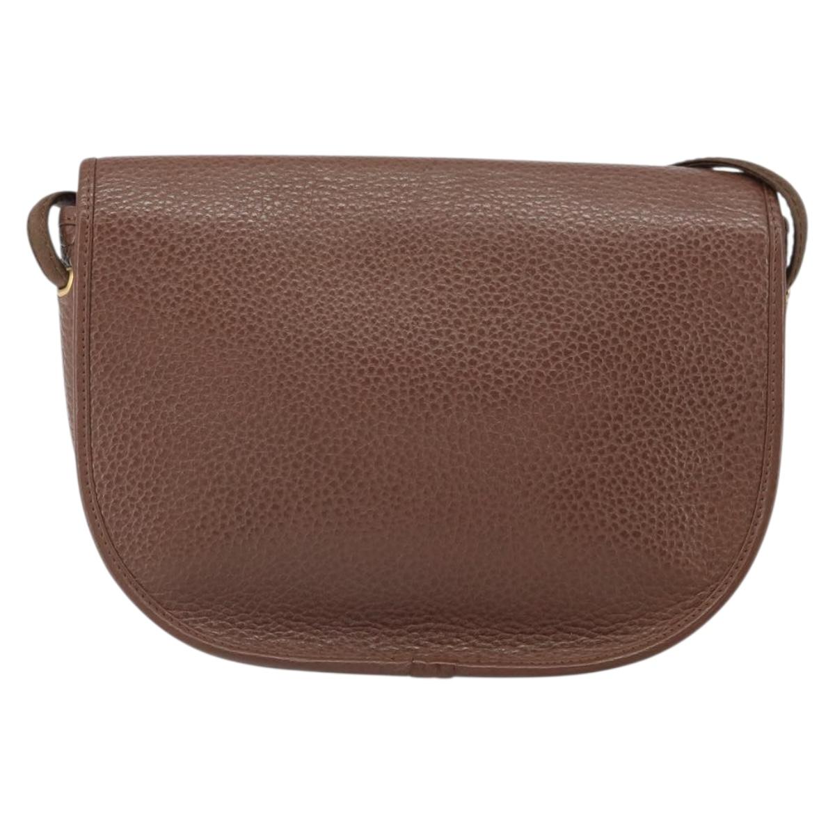 Christian Dior Shoulder Bag Leather Brown Gold Auth kk606