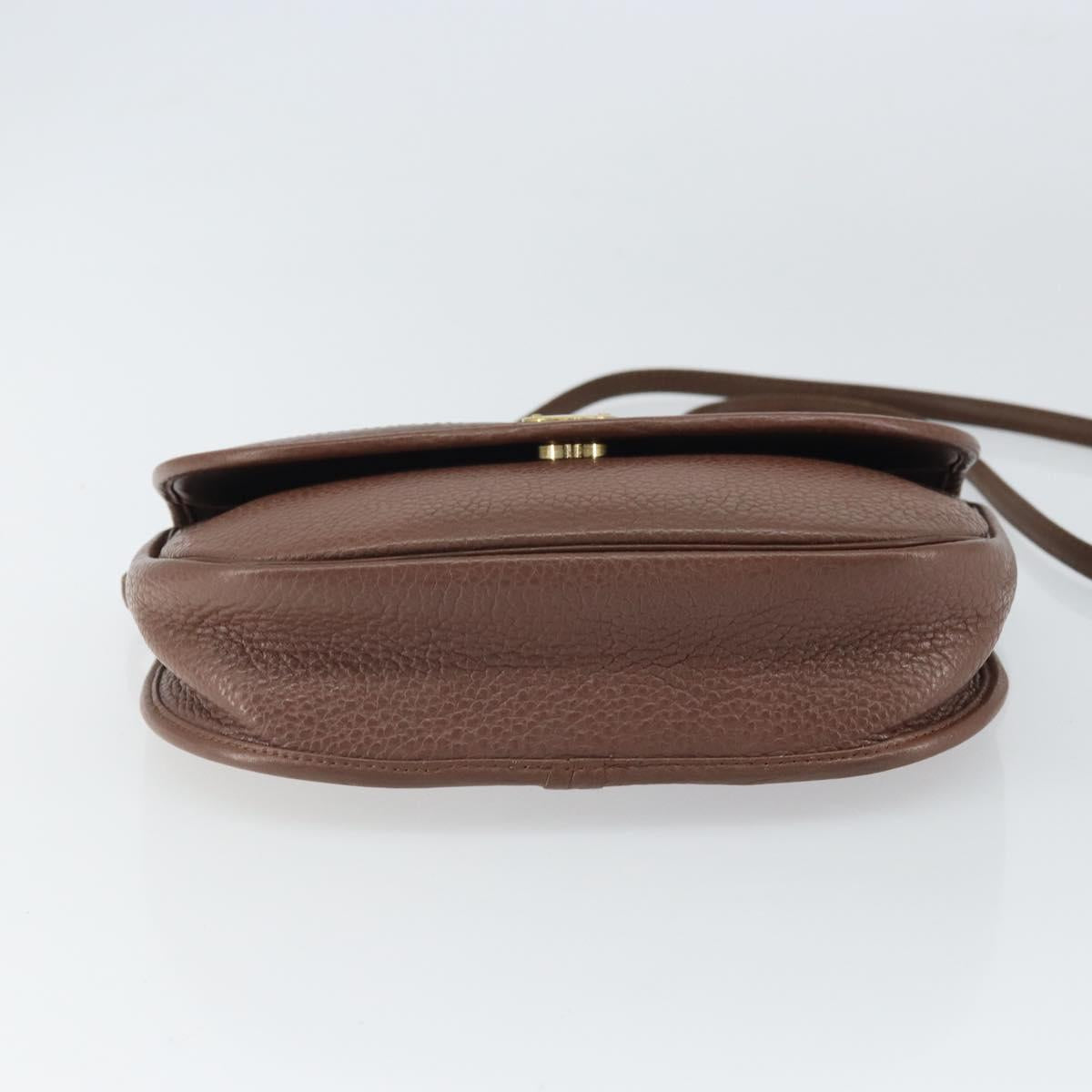 Christian Dior Shoulder Bag Leather Brown Gold Auth kk606