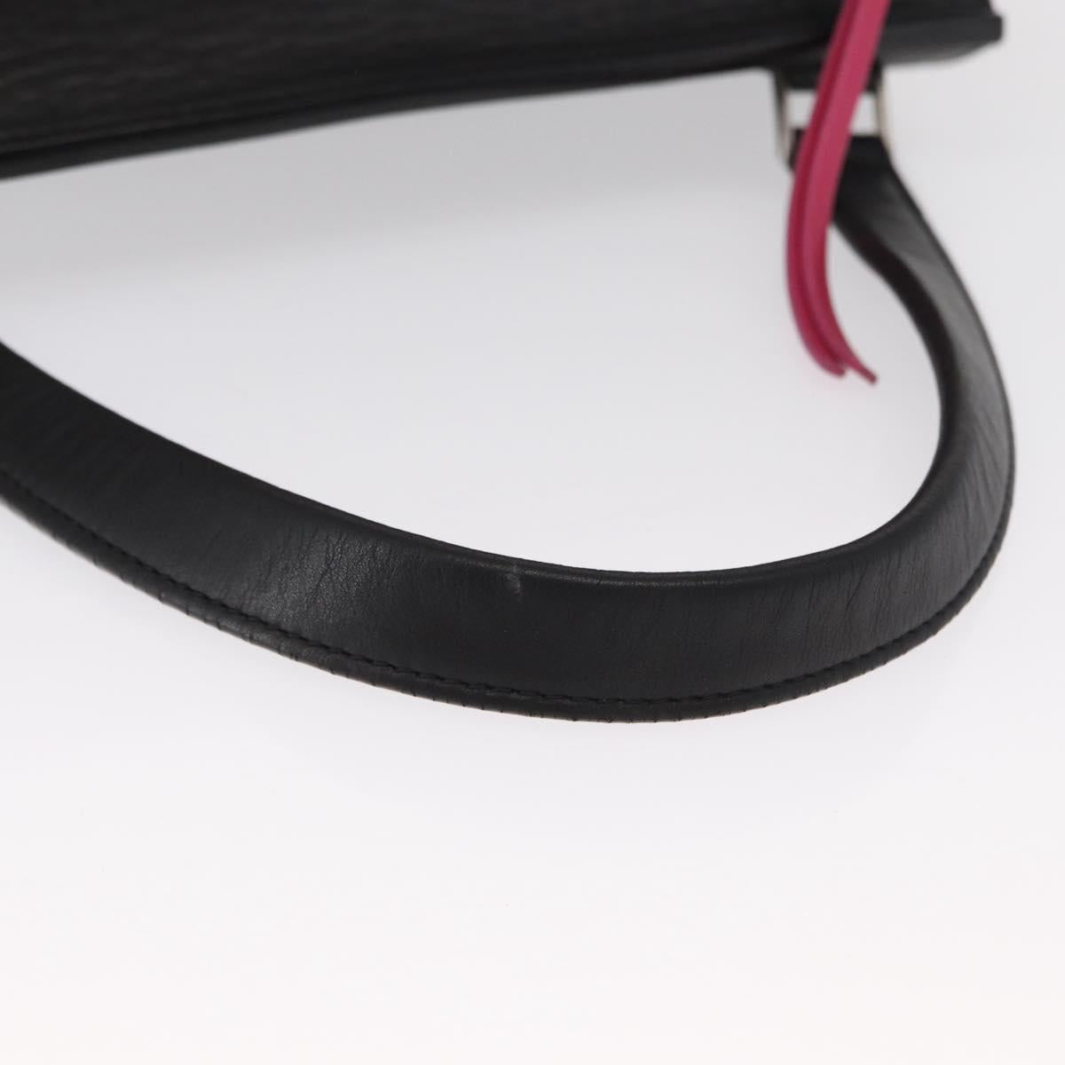 CELINE Edge Small Hand Bag Leather Pink Black khaki Auth kk608