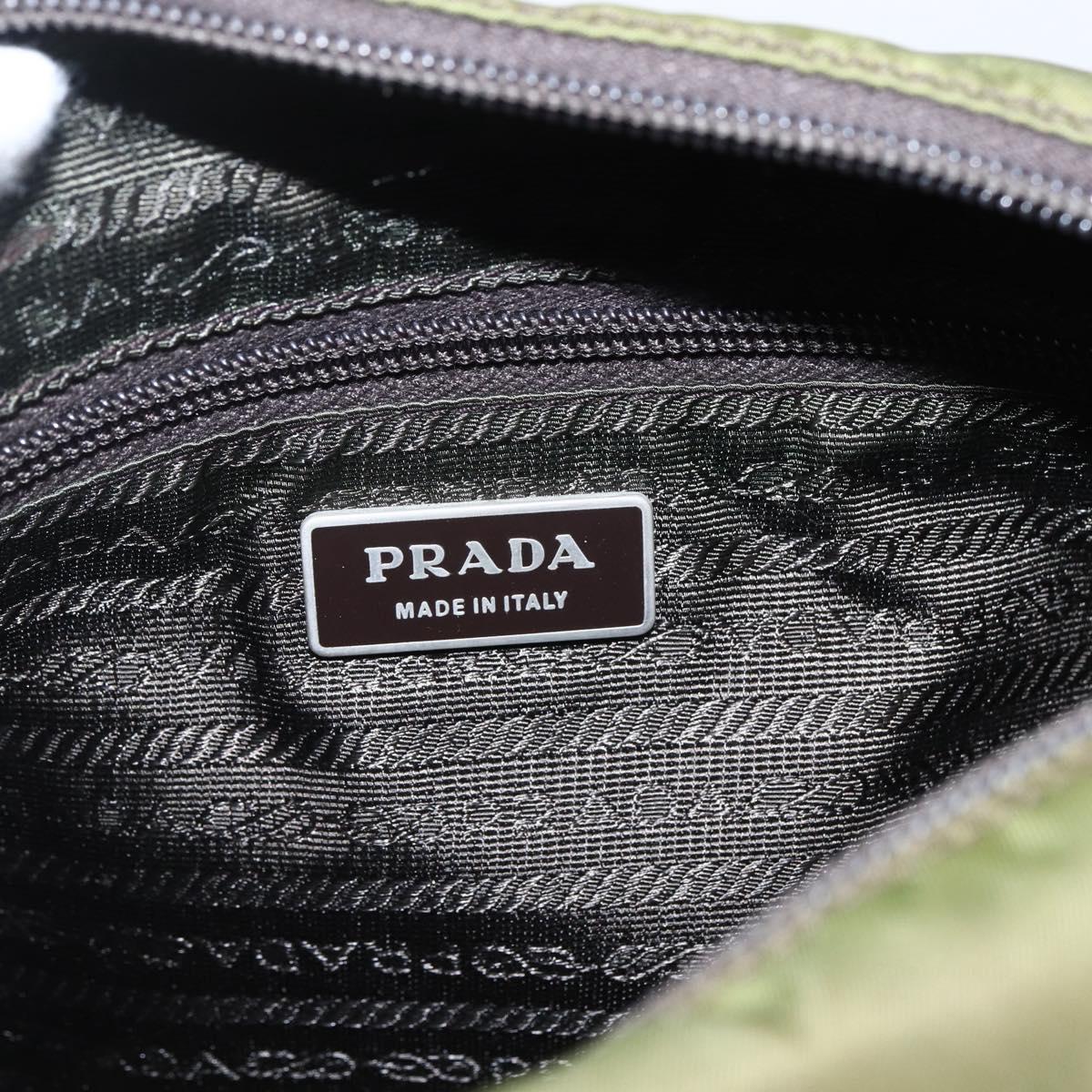 PRADA Shoulder Bag Nylon Silver Khaki Auth kk616
