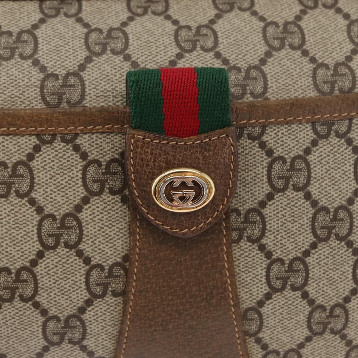 GUCCI GG Supreme Web Sherry Line Bag PVC Beige Gold 89 02 032 Auth kk618