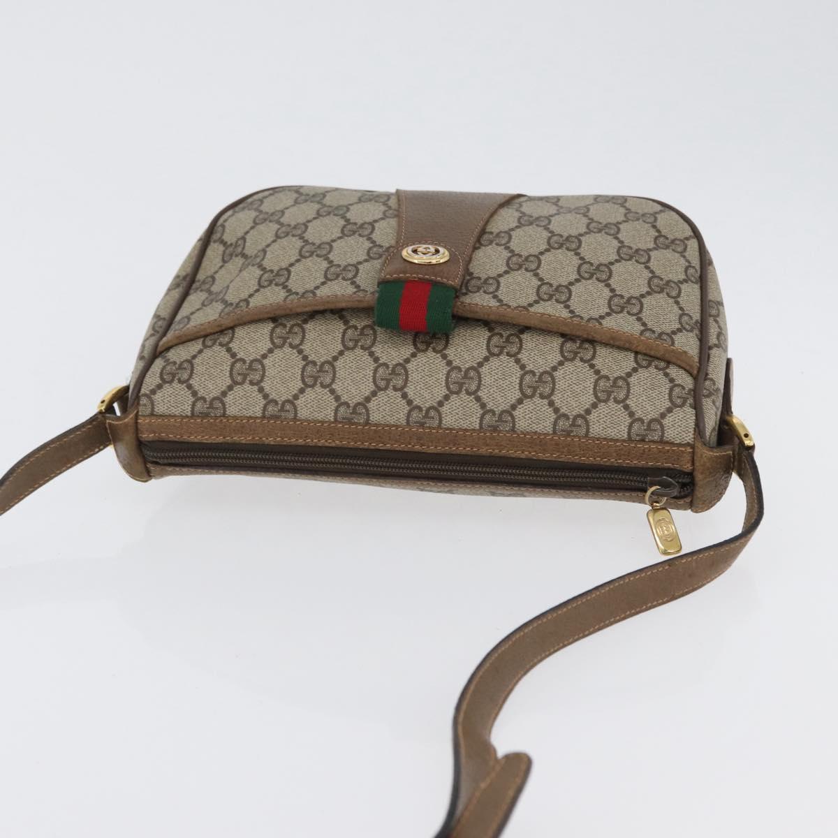 GUCCI GG Supreme Web Sherry Line Bag PVC Beige Gold 89 02 032 Auth kk618