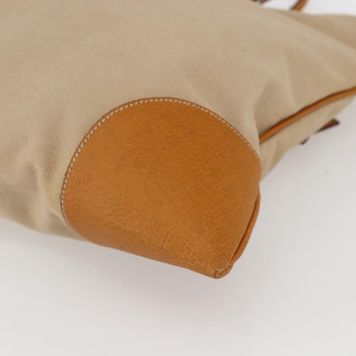 PRADA Hand Bag Canvas Beige Silver Auth kk627