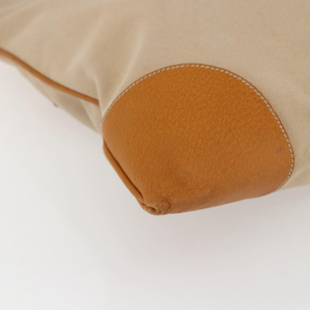 PRADA Hand Bag Canvas Beige Silver Auth kk627