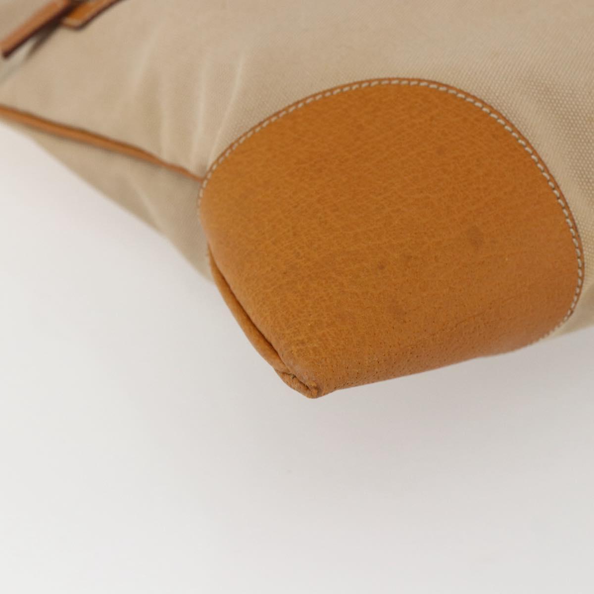 PRADA Hand Bag Canvas Beige Silver Auth kk627