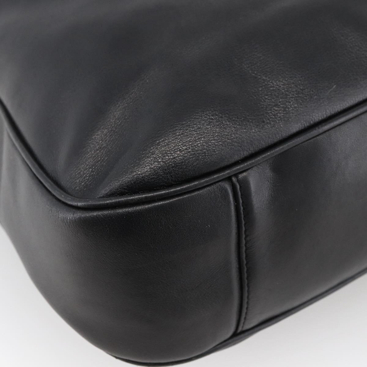 GUCCI Bamboo Shoulder Bag Leather 2way Black Gold 001 1577 2615 Auth kk629