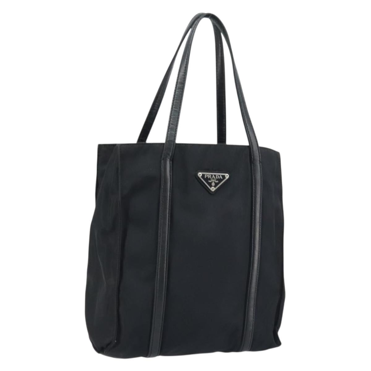 PRADA Hand Bag Nylon Black Silver Auth kk630
