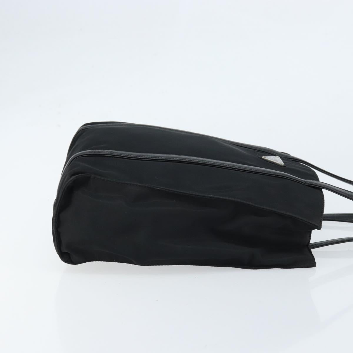 PRADA Hand Bag Nylon Black Silver Auth kk630