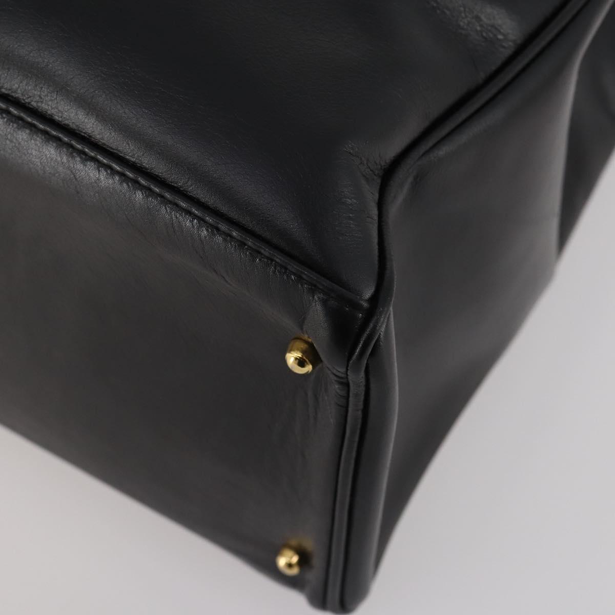 GUCCI Bamboo Hand Bag Leather 2way Black Gold 002 2855 0322 0 Auth kk631