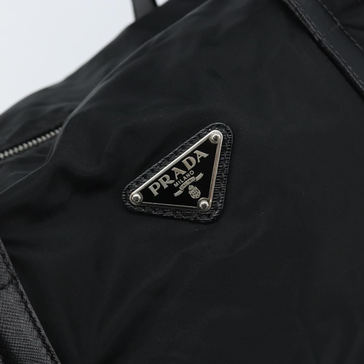 PRADA Hand Bag Nylon Black Silver Auth kk632