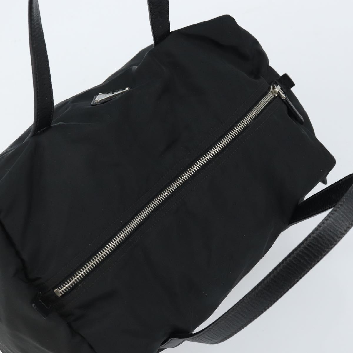 PRADA Hand Bag Nylon Black Silver Auth kk632