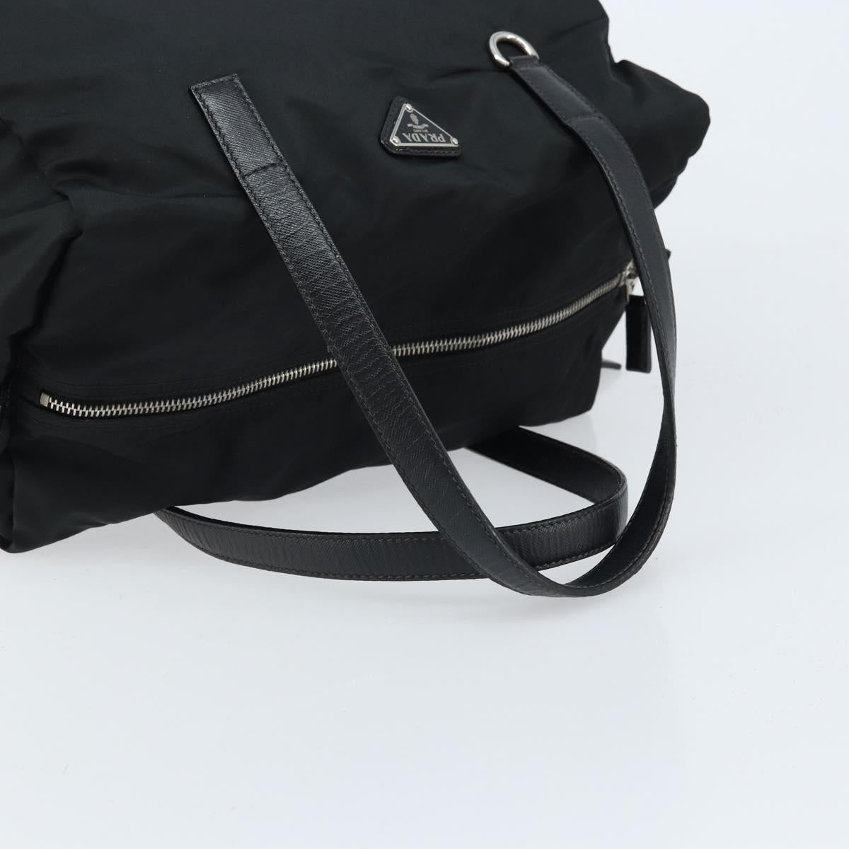 PRADA Hand Bag Nylon Black Silver Auth kk632
