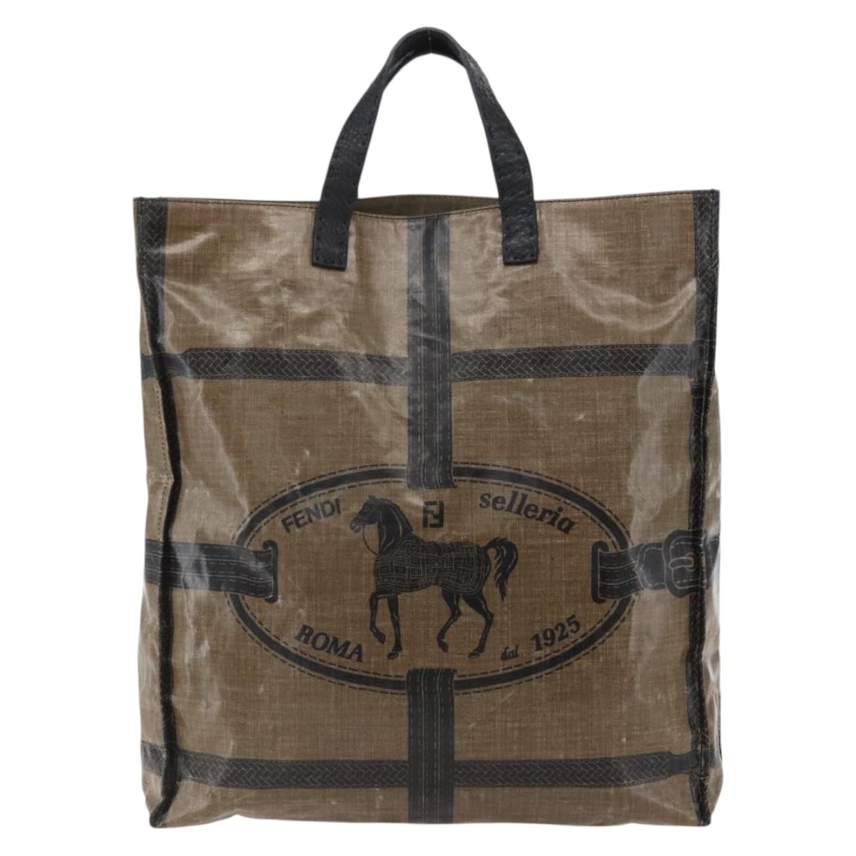 FENDI Celeria Hand Bag PVC Canvas Brown Auth kk636