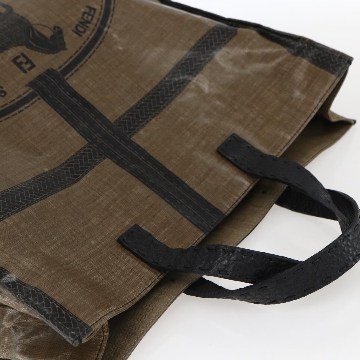 FENDI Celeria Hand Bag PVC Canvas Brown Auth kk636