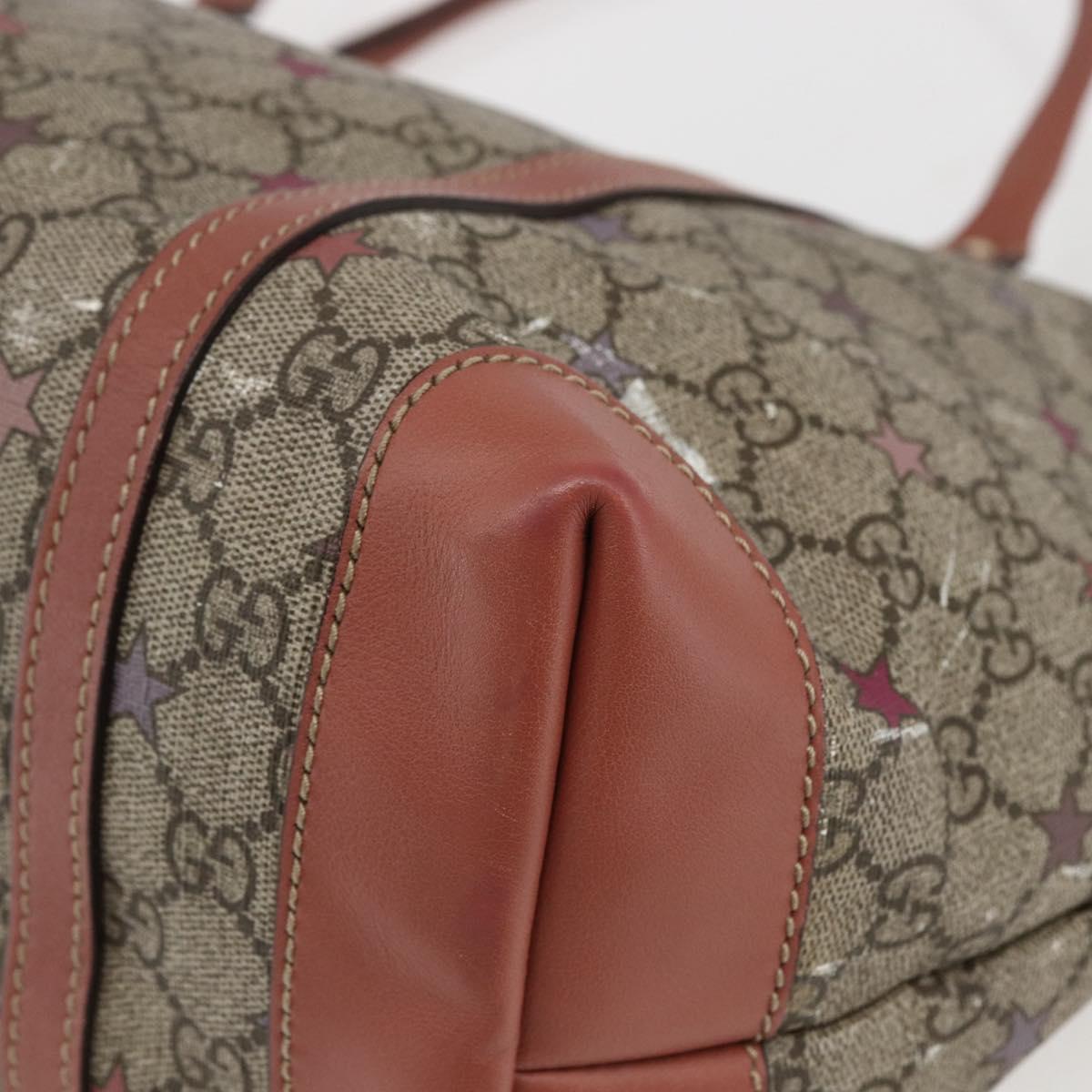 GUCCI GG Supreme Tote Bag PVC Beige Gold 197953 Auth kk637