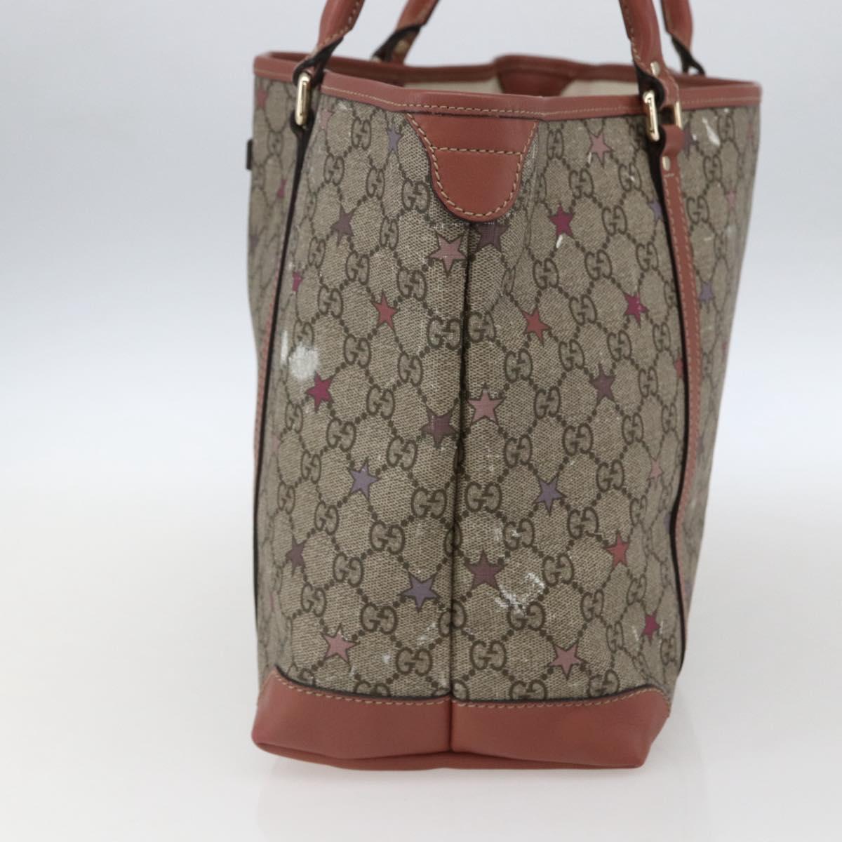 GUCCI GG Supreme Tote Bag PVC Beige Gold 197953 Auth kk637